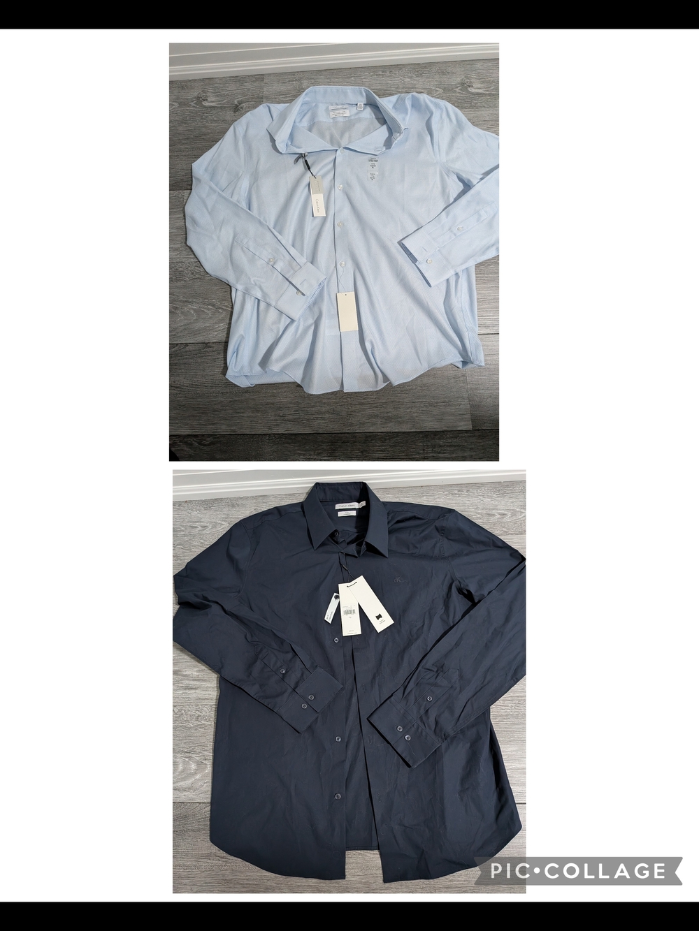 Calvin Klein Light Blue & Navy Dress Shirts - 2 Pack Large & XL Slim Fits